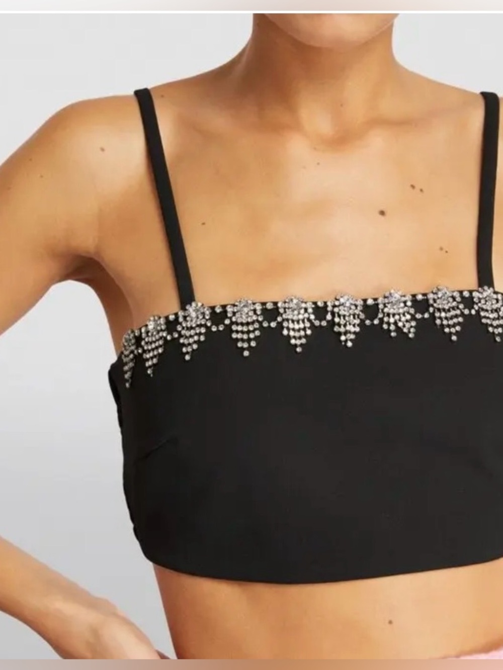 Sandro Black Crystal-Trim Crop Top